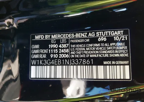 2022 Mercedes-Benz A 220 z USA, uszkodzony, nr VIN W1K3G4EB1NJ337861